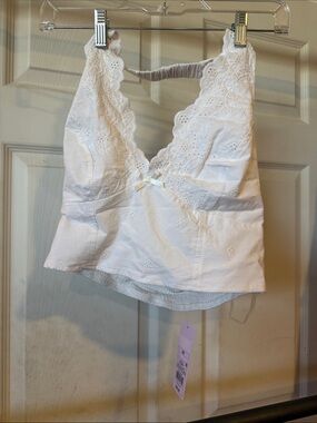 wild fable White Eyelet Lace Halter Tank